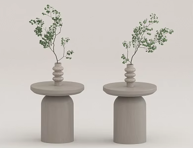 Side a few potted plant ornaments 3d model