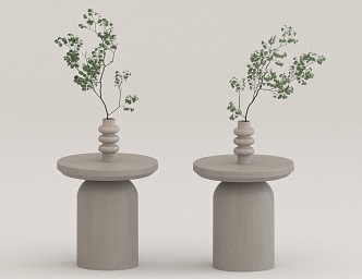 Side a few potted plant ornaments 3d model