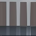 Four Modern Swing Doors With Vertical Lines In Dark Gray Interior 3d model