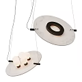 Modern Circular Chandelier with Marble White Shade and Light Bulbs Design