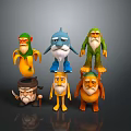 Colorful Cartoon Style Game and Movie Characters With Unique Outfits and Distinctive Features