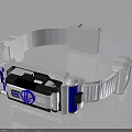 White And Blue Circular Tech Device With Ring Frame And Black Components