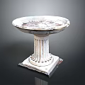 Carved Stone Fountain Basin With Classical Column Base And Vintage Design