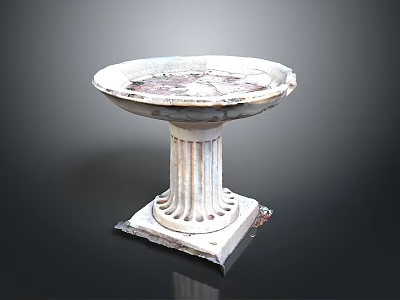 Carved Stone Fountain Basin With Classical Column Base And Vintage Design 3d model