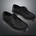 Classic Black Leather Lace Up Shoes With Thick White Edge Sole For Daily Wear