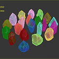 Colorful Polyhedral Crystals With Vibrant Colors And Geometric Shapes On Dark Background