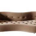 Curved Tufted Multi Person Sofa for Living Room in Beige and Brown
