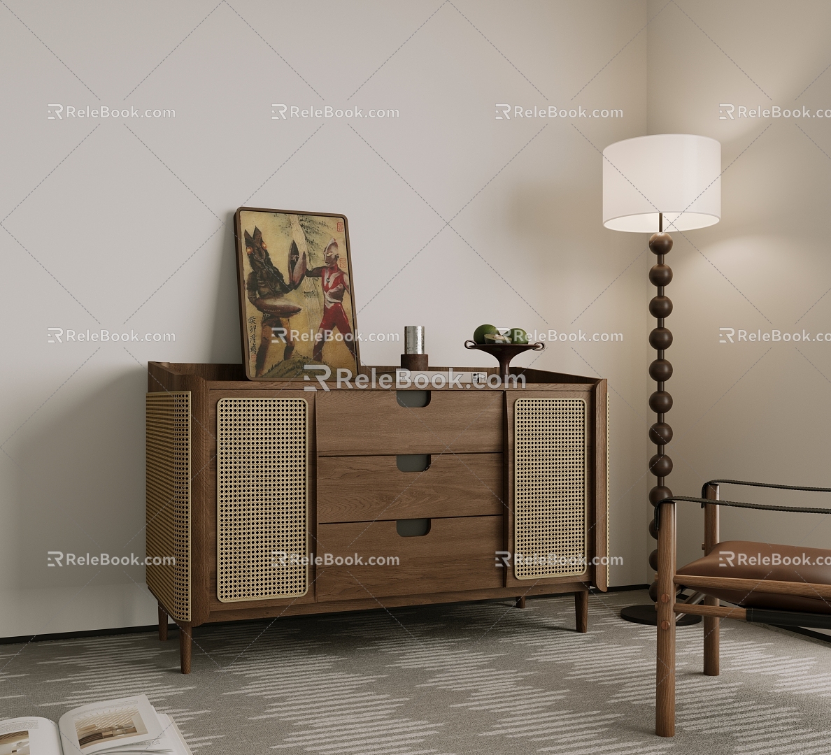 Vintage Entrance Cabinet Side Cabinet 3d model