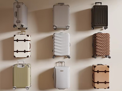 Variety Of Luggage Styles Displayed On Wall 3d model Variety Of Luggage Styles Displayed On Wall 3d model