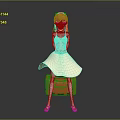Game and Movie Character with Red Hair White Dress Red High Heels on Gray Background