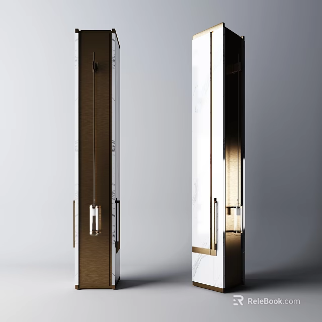 Modern Metallic And Marble Columns With Sleek Design And Lighting Accents 3d model 