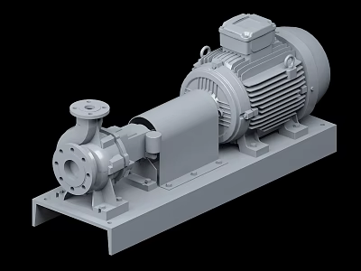 Industrial Centrifugal Pump With Electric Motor And Heavy Duty Base Frame 3d model