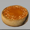 Smooth Round Dessert With Orange Top And Nut Sprinkles On Light Brown Base 3d model
