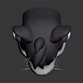 3D Rendered Game Movie Cat Character Head With Black White Fur Blue Eyes Detailed Whiskers
