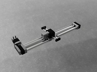 Industrial Linear Motion Slide System With Metal Rails And Slider Block Assembly 3d model