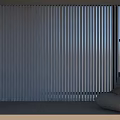 White Vertical Blinds In Modern Interior With Washing Machines Gray Sofa And Floor Lamp