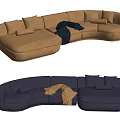 Baxter Piaf Curved Sofa Multiplayer Sofa Shaped Sofa 3d model