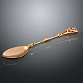 Golden Spoon With Intricate Decorative Handle For Home Elegant Dining Utensil