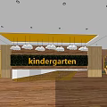 Bright Kindergarten Interior With Wooden Decor Pendant Lights And Activity Area