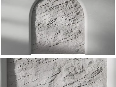 Minimalist White Textured Wall With Arched Design And Natural Rough Texture 3d model