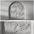 Minimalist White Textured Wall With Arched Design And Natural Rough Texture