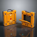 Industrial Yellow Storage Boxes In Display With Handles Open Closed Lids And Grilles