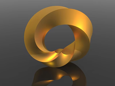 Golden Spiral Decorative Ornament Set With Shiny Surface And Reflective Base 3d model