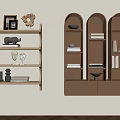 Antique Bookshelf Storage Shelf Niches 3d model