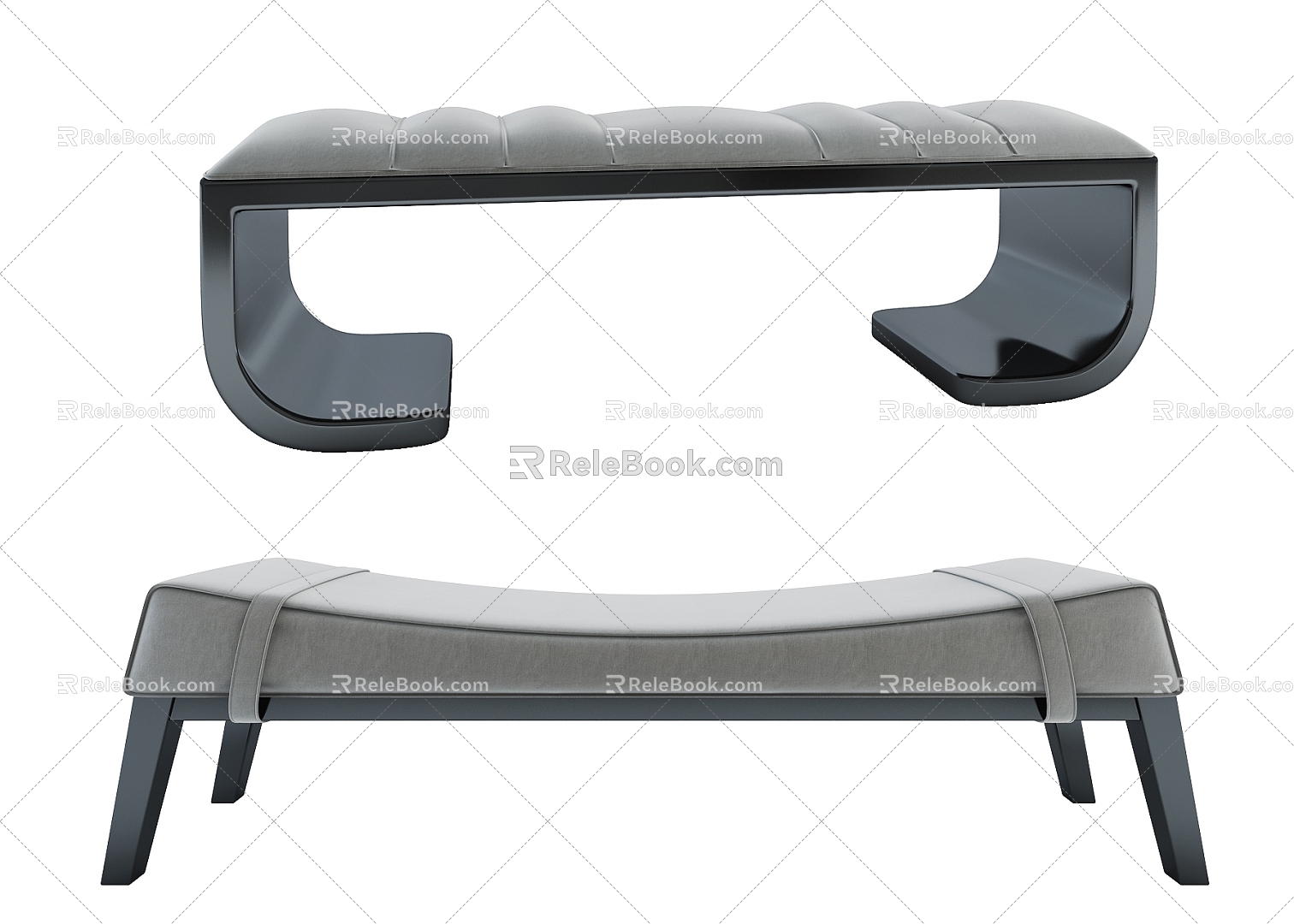 Modern footstool bed end stool 3d model