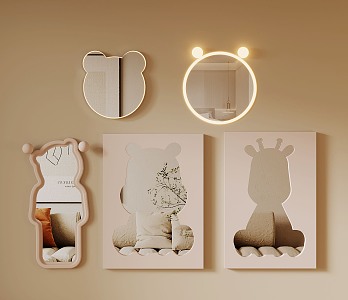 Modern Mirror Bear Mirror Animal Mirror Internet Red Mirror 3d model