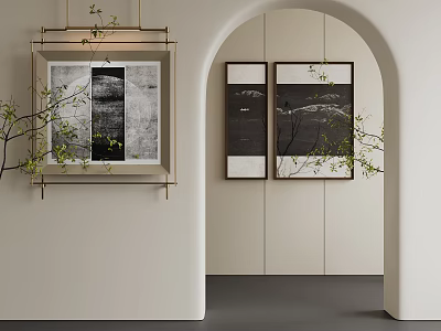 Modern Sculpture Artwork Display In Minimalist Interior Decoration Space 3d model
