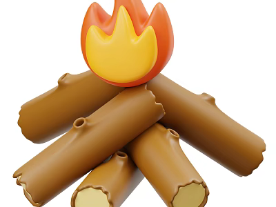 Decorative Ornament Set Featuring Stacked Logs And A Flame Accent For Home Decor 3d model