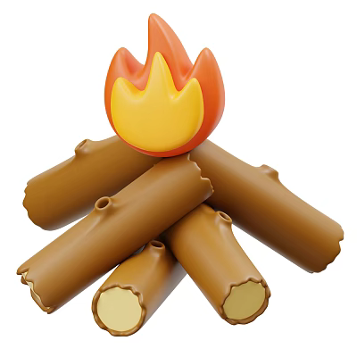 Decorative Ornament Set Featuring Stacked Logs And A Flame Accent For Home Decor 3d model