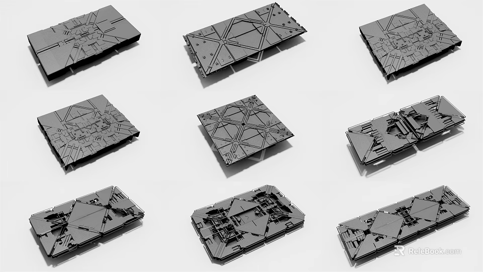 Modern Wall Decorative Panels With Geometric Patterns And Textured Details 3d model