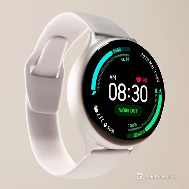 White Strap Smartwatch With Digital Time Display And Fitness Health Monitoring Features 3d model 