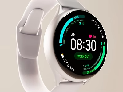 White Strap Smartwatch With Digital Time Display And Fitness Health Monitoring Features 3d model