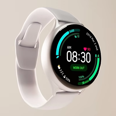 White Strap Smartwatch With Digital Time Display And Fitness Health Monitoring Features 3d model