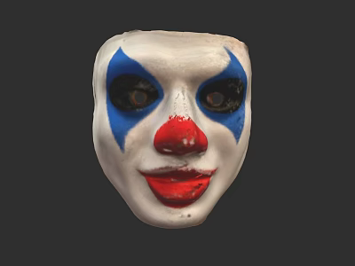 White Faced Clown Mask With Blue Eye Makeup Red Nose And Red Lips 3d model