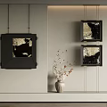 Modern Interior With Black Framed Wall Art And Decorative Vase Arrangement