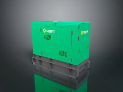 Green Powertech Industrial Generator Equipment With Stable Base And Ventilation Design Features 3d model