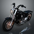 Classic Black Motorcycle Static Display with Chrome Headlight Leather Seat Shiny Engine and Reflective Surface 3d model