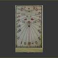 Antique Wooden Sundial Compass Open Case With Scaled Dial Red Pointer And Markings