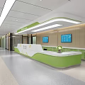 Hospital Outpatient Clinic Modern Reception Desk With Digital Information Displays And Spacious Interior Design