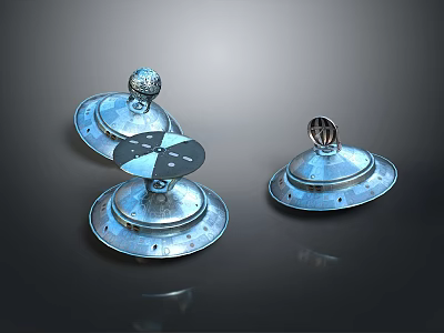 Elegant Silver Metal Decorative Pieces With Dome Tops And Ornate Bases 3d model