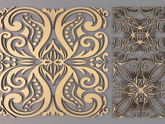 Chinese Ethnic Style Metal Carved Traditional Pattern Ethnic Decoration 3d model