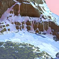 Scenic Snowy Mountain River Landscape With Rocky Banks And Clear Water