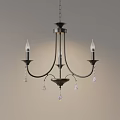 Elegant Classic Black Metal Candle Style Chandelier With Hanging Crystal Pendants