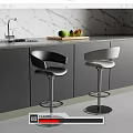 Modern Black And White Kitchen Bar Stools With Curved Backrest And Metal Base 3d model