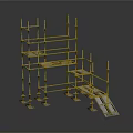 Sturdy Industrial Scaffolding Structure With Metal Frames Multiple Platforms And Support Legs