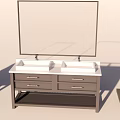 Modern Bathroom Vanity With Double Sinks Mirror And Storage Drawers 3d model